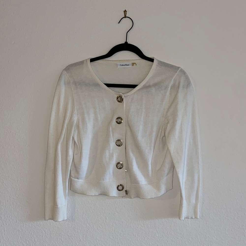 Cropped white Calvin Klein sweater